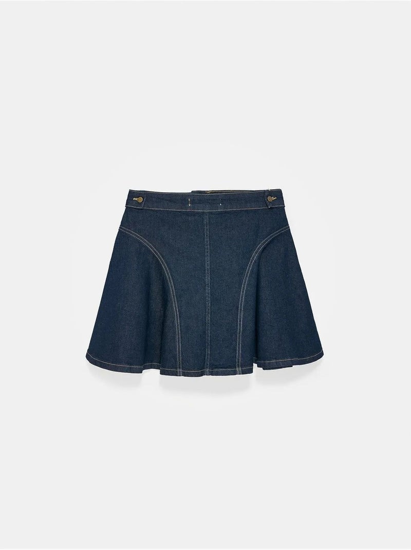 DILVIN Jupe Skater Mini Taille Haute Bleu outremer - Kiabi