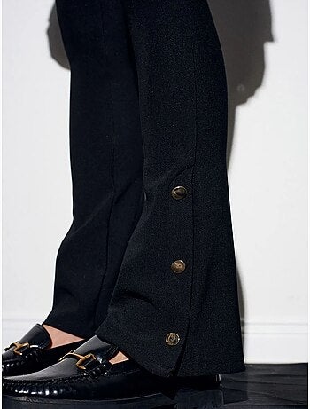 DILVIN Legging évasé taille haute avec bouton