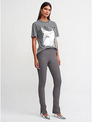 DILVIN Legging Évasé Taille Haute Avec Fente