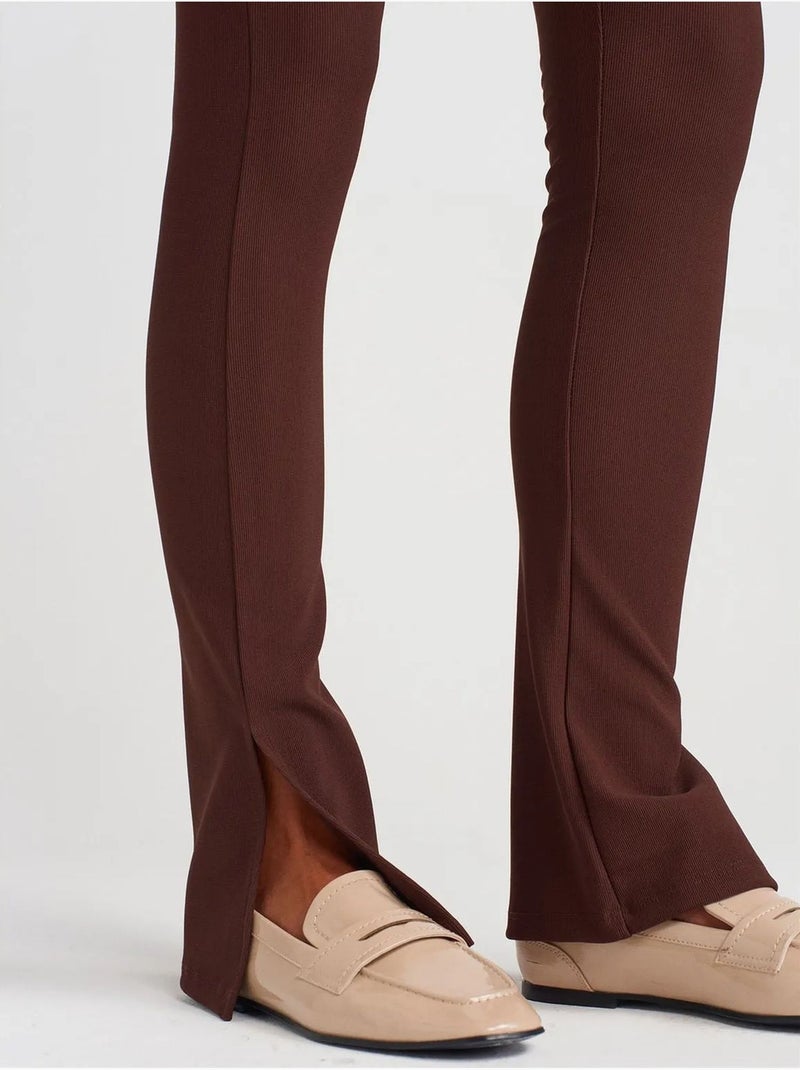 DILVIN Legging Évasé Taille Haute Avec Fente Marron chocolat - Kiabi