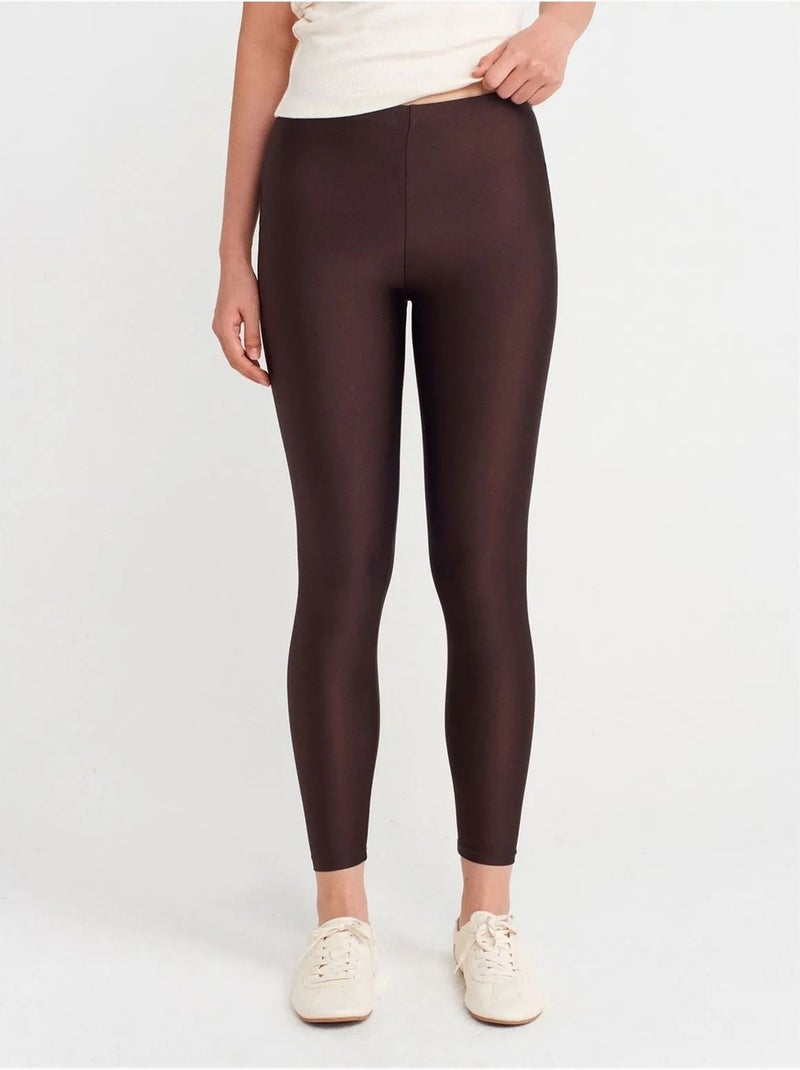 DILVIN Legging Slim À Taille Haute Marron chocolat - Kiabi
