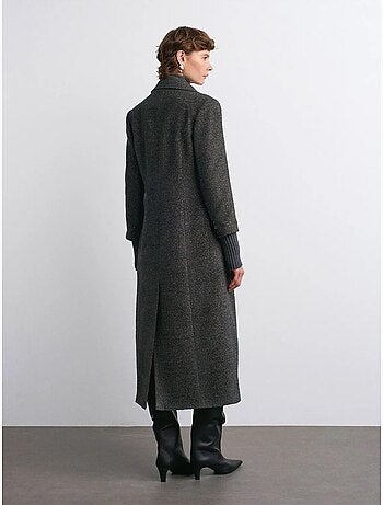 DILVIN Manteau Long En Tweed Texturé