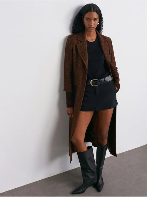 DILVIN Manteau Long En Tweed Texturé - Kiabi