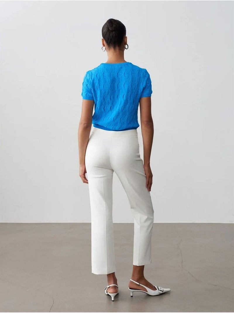 DILVIN Pantalon Capri Évasé À Taille Haute Blanc - Kiabi