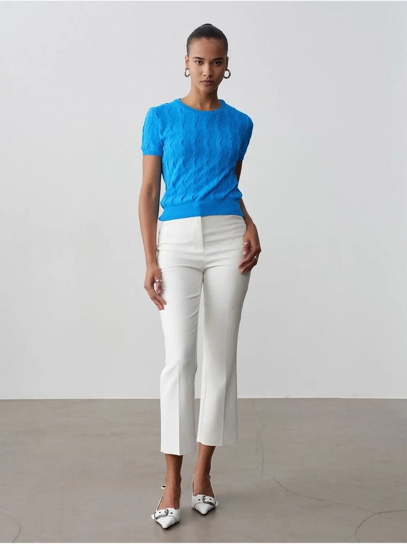DILVIN Pantalon Capri Évasé À Taille Haute Blanc - Kiabi