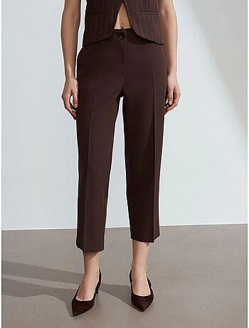 DILVIN Pantalon Capri Femme Taille Haute Avec Ceinture