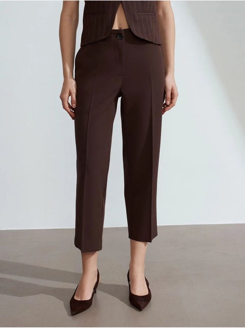 DILVIN Pantalon Capri Femme Taille Haute Avec Ceinture - Kiabi