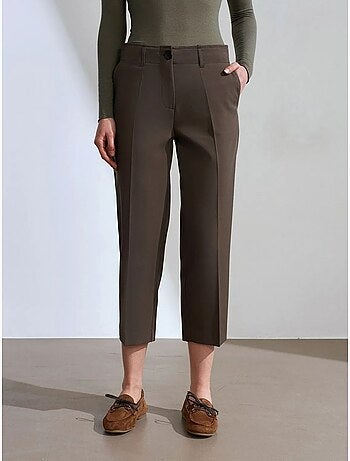 DILVIN Pantalon Capri Femme Taille Haute Avec Ceinture