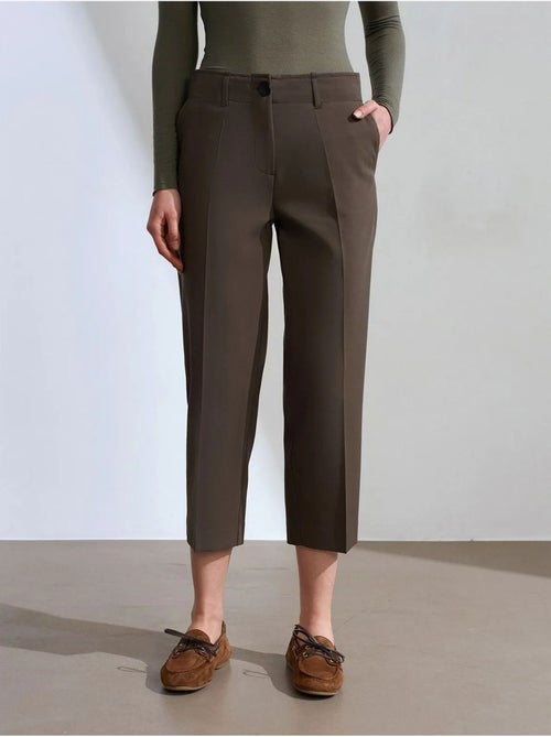 DILVIN Pantalon Capri Femme Taille Haute Avec Ceinture - Kiabi