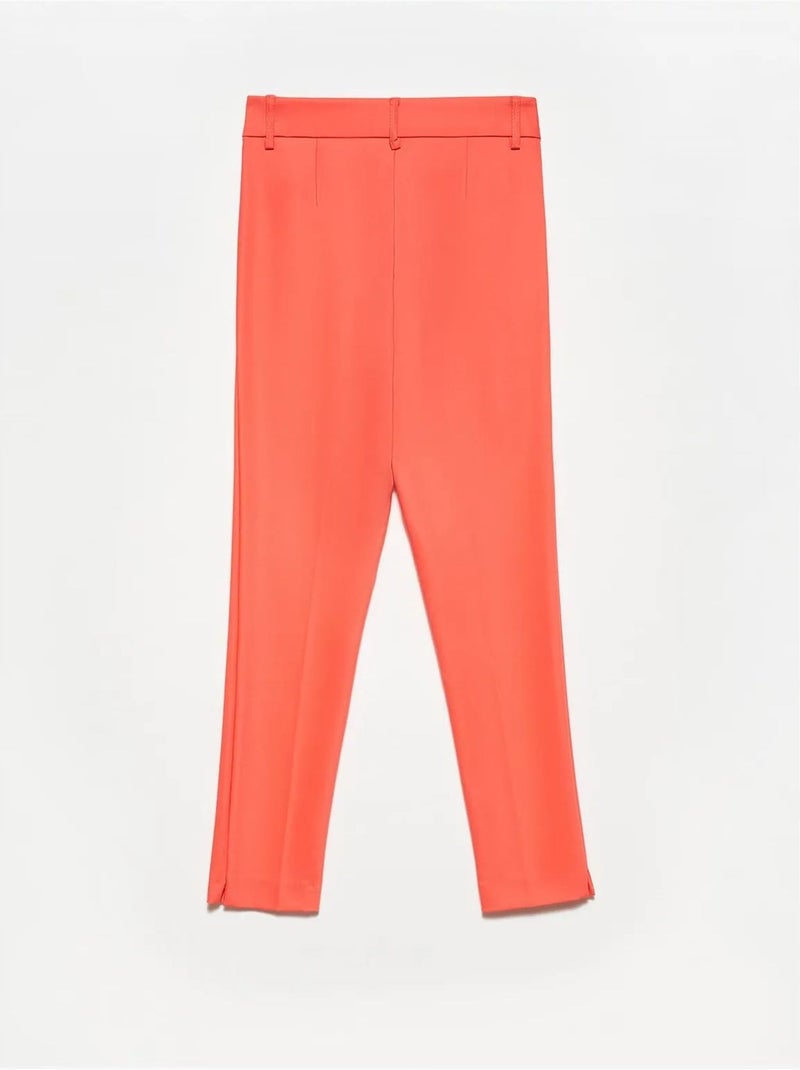 DILVIN Pantalon Droit En Coton À Taille Haute Corail - Kiabi
