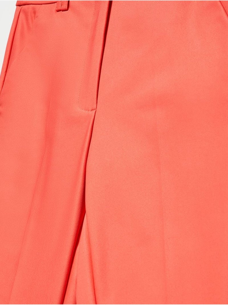 DILVIN Pantalon Droit En Coton À Taille Haute Corail - Kiabi
