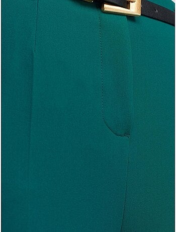 DILVIN Pantalon Droit En Crêpe À Taille Haute Avec Ceinture