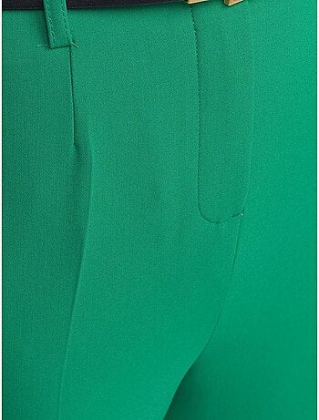 DILVIN Pantalon Droit En Crêpe À Taille Haute Avec Ceinture