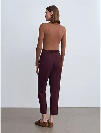 DILVIN Pantalon Droit En Crêpe À Taille Haute