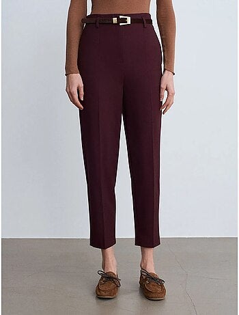 DILVIN Pantalon Droit En Crêpe À Taille Haute