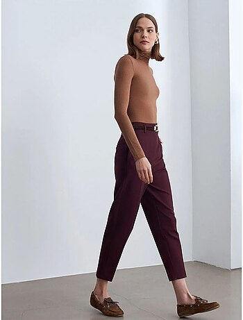 DILVIN Pantalon Droit En Crêpe À Taille Haute