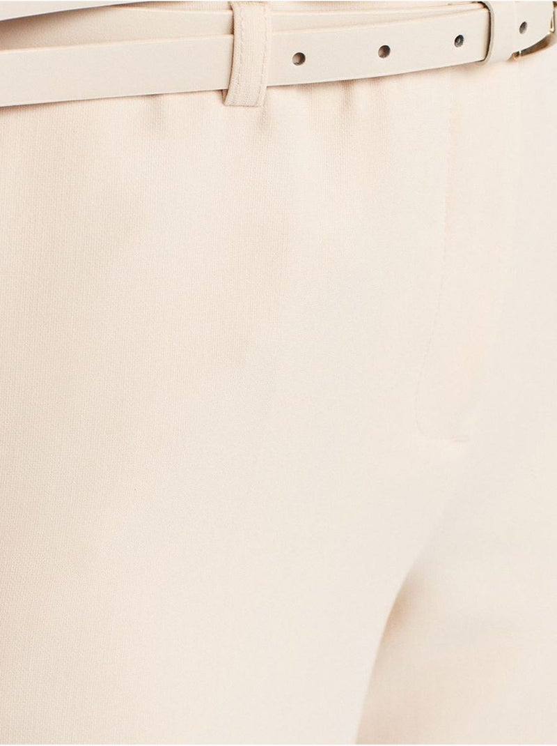 DILVIN Pantalon Droit En Crêpe Avec Ceinture Crème - Kiabi