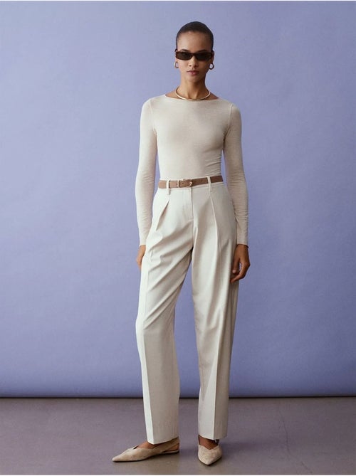DILVIN Pantalon Droit En Crêpe Avec Ceinture - Kiabi DILVIN Pantalon Droit En Crêpe Avec Ceinture - Kiabi