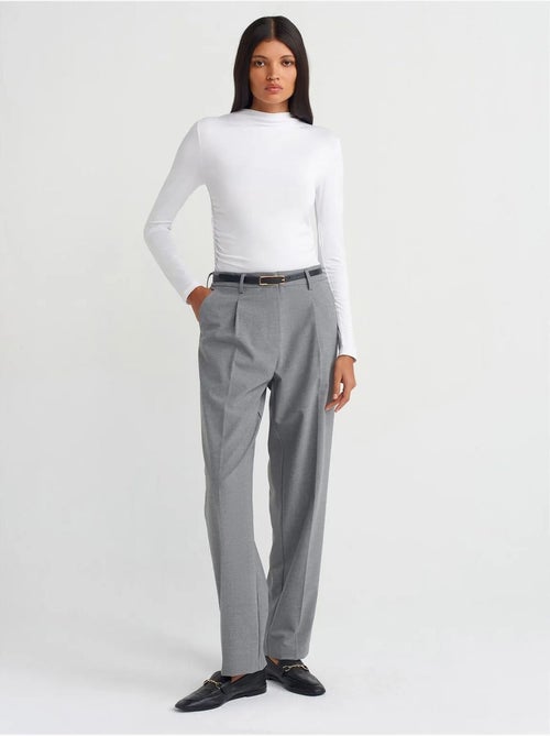 DILVIN Pantalon Droit En Crêpe Avec Ceinture - Kiabi DILVIN Pantalon Droit En Crêpe Avec Ceinture - Kiabi