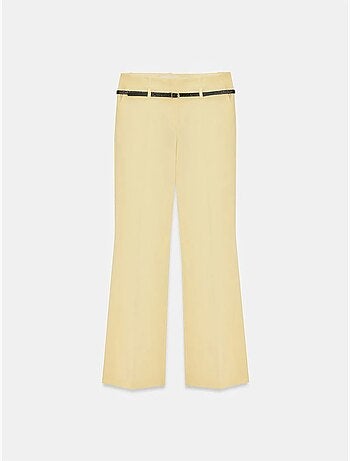 DILVIN Pantalon Droit En Crêpe Avec Ceinture