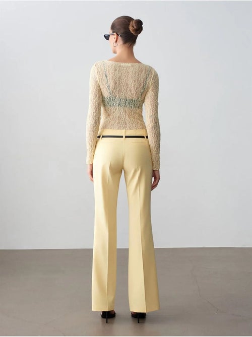 DILVIN Pantalon Droit En Crêpe Avec Ceinture - Kiabi DILVIN Pantalon Droit En Crêpe Avec Ceinture - Kiabi
