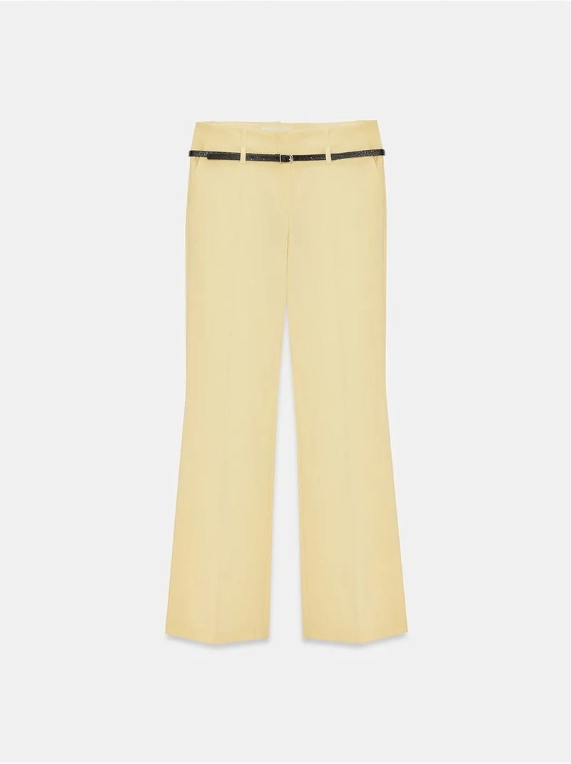 DILVIN Pantalon Droit En Crêpe Avec Ceinture Jaune citron - Kiabi