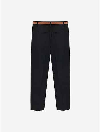 DILVIN Pantalon Droit En Crêpe Avec Ceinture