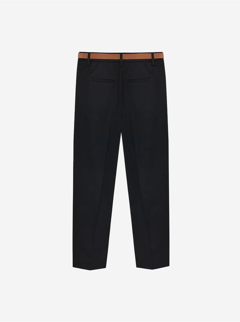 DILVIN Pantalon Droit En Crêpe Avec Ceinture Noir - Kiabi