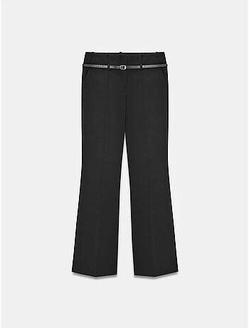 DILVIN Pantalon Droit En Crêpe Avec Ceinture