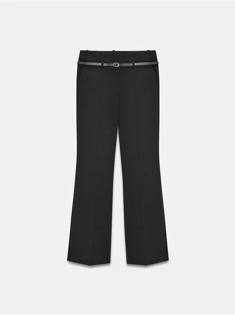 DILVIN Pantalon Droit En Crêpe Avec Ceinture Noir - Kiabi