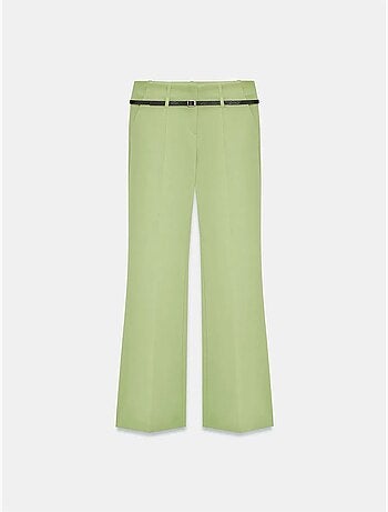 DILVIN Pantalon Droit En Crêpe Avec Ceinture