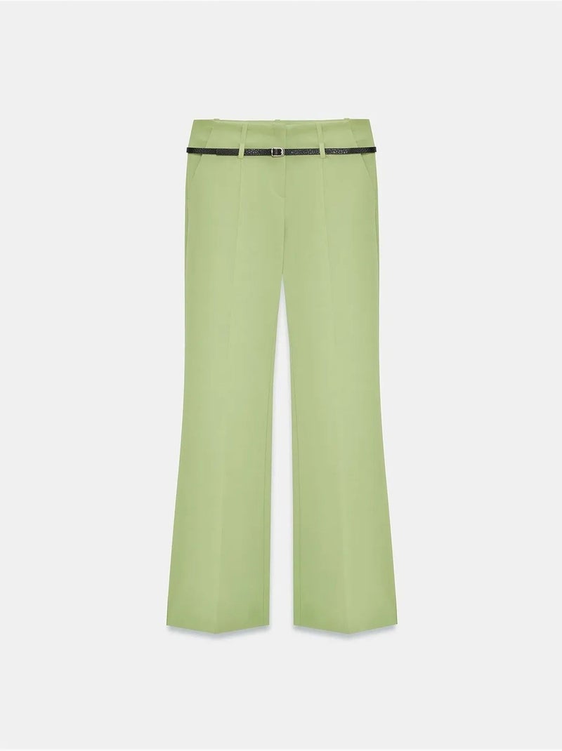 DILVIN Pantalon Droit En Crêpe Avec Ceinture Vert menthe - Kiabi