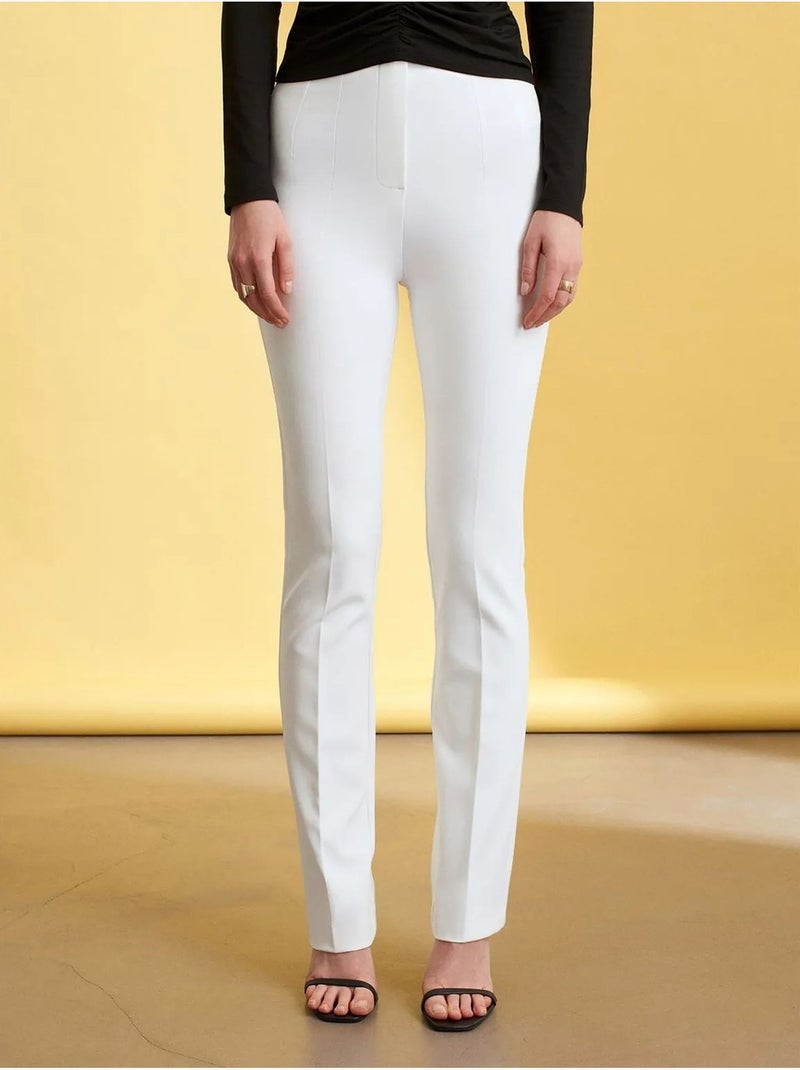 DILVIN Pantalon Droit En Crêpe Pour Femme Blanc - Kiabi