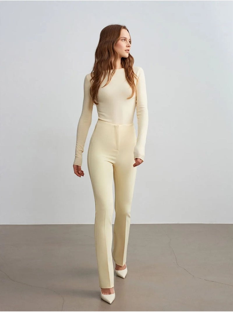 DILVIN Pantalon Droit En Crêpe Pour Femme Crème - Kiabi