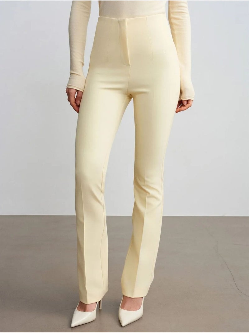 DILVIN Pantalon Droit En Crêpe Pour Femme Crème - Kiabi