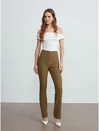 DILVIN Pantalon Droit En Crêpe Pour Femme