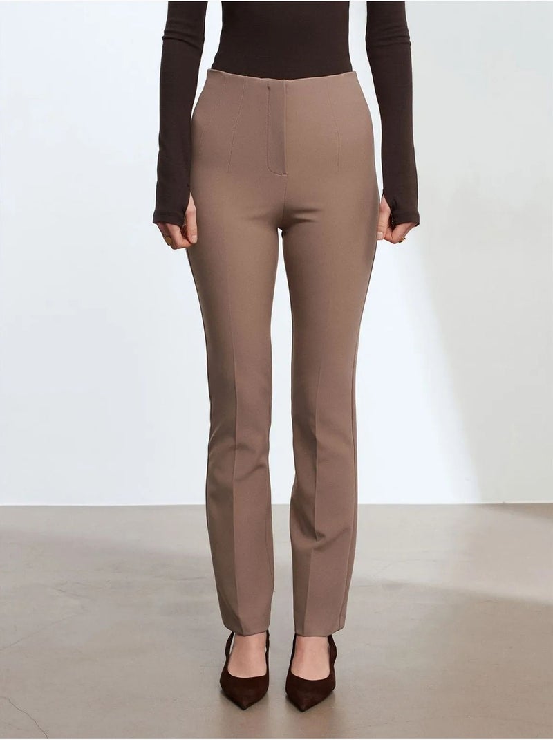 DILVIN Pantalon Droit En Crêpe Pour Femme Taupe - Kiabi