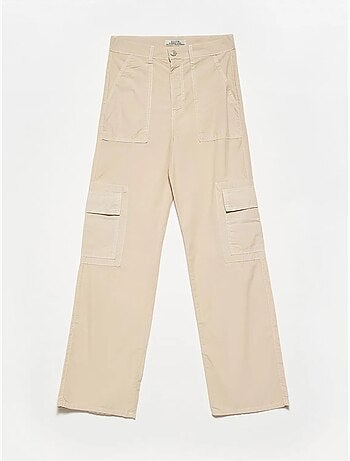 DILVIN Pantalon Droit En Popeline De Coton À Taille Haute