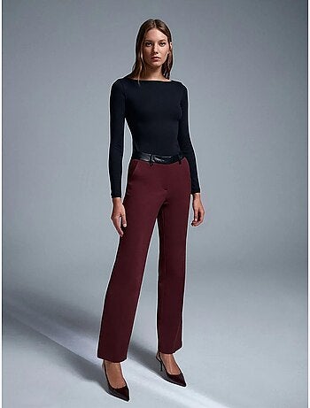 DILVIN Pantalon Droit Femme Effet Cuir