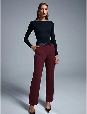 DILVIN Pantalon Droit Femme Effet Cuir