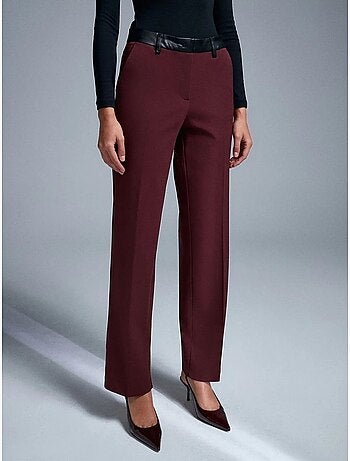 DILVIN Pantalon Droit Femme Effet Cuir