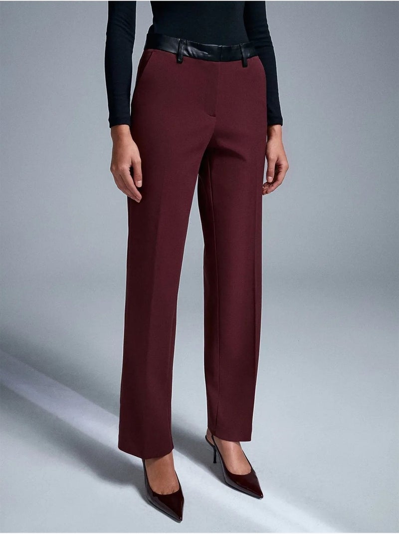 DILVIN Pantalon Droit Femme Effet Cuir Rouge bordeaux - Kiabi