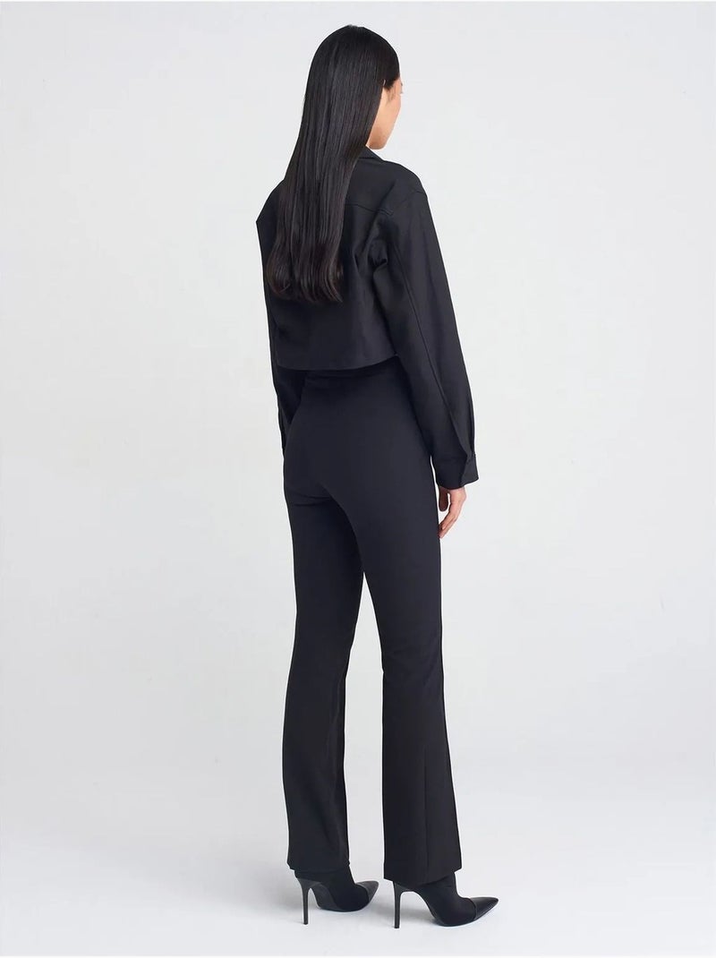 DILVIN Pantalon Droit Femme Taille Mi-haute Noir - Kiabi