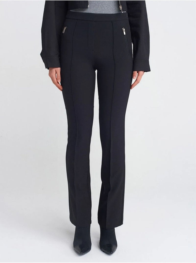 DILVIN Pantalon Droit Femme Taille Mi-haute Noir - Kiabi