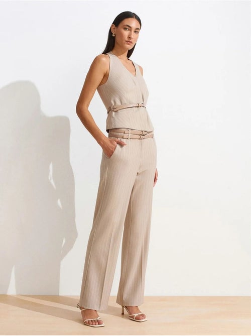 DILVIN Pantalon Droit Rayé Avec Ceinture - Kiabi DILVIN Pantalon Droit Rayé Avec Ceinture - Kiabi