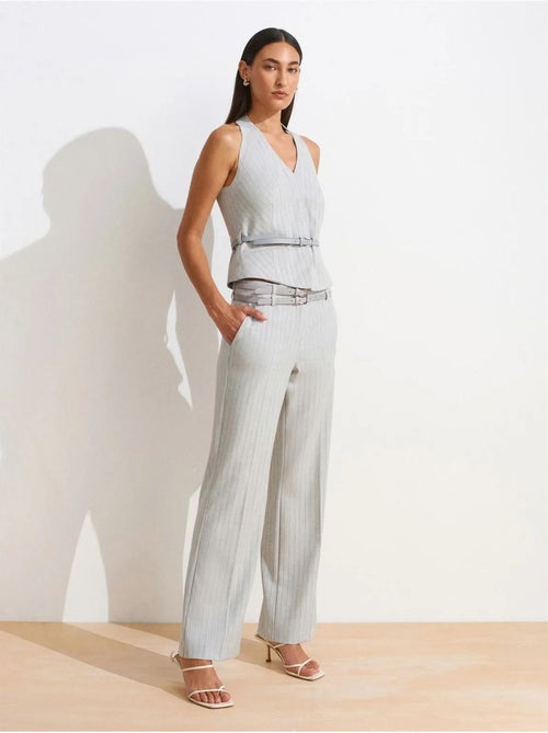 DILVIN Pantalon Droit Rayé Avec Ceinture - Kiabi