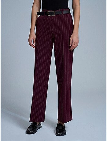 DILVIN Pantalon Droit Rayé Pour Femme Avec Ceinture