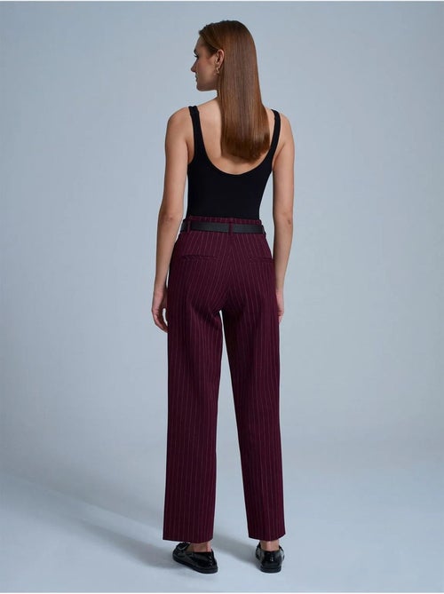 DILVIN Pantalon Droit Rayé Pour Femme Avec Ceinture - Kiabi DILVIN Pantalon Droit Rayé Pour Femme Avec Ceinture - Kiabi