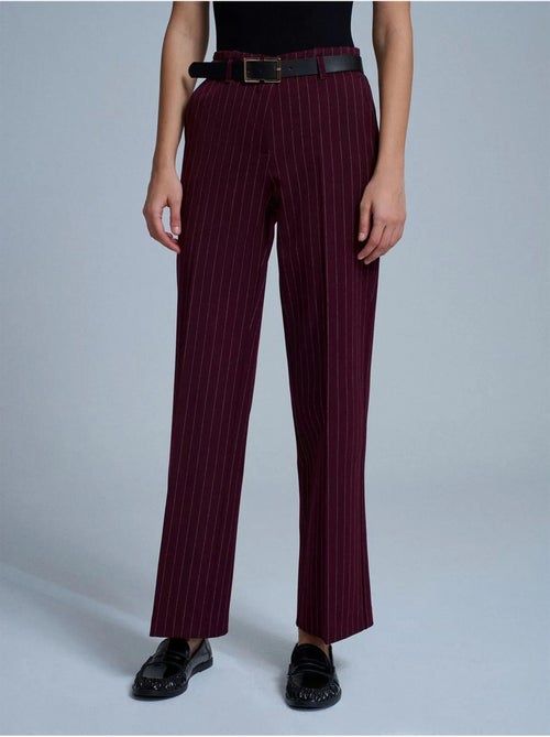 DILVIN Pantalon Droit Rayé Pour Femme Avec Ceinture - Kiabi DILVIN Pantalon Droit Rayé Pour Femme Avec Ceinture - Kiabi