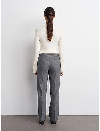 DILVIN Pantalon Droit Taille Basse En Crêpe